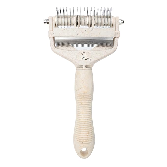 3 in 1 biodegradable Dog and Cat grooming tool for shedding and dematting easy to use and clean, Beige