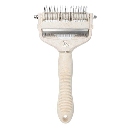 3 in 1 biodegradable Dog and Cat grooming tool for shedding and dematting easy to use and clean, Beige