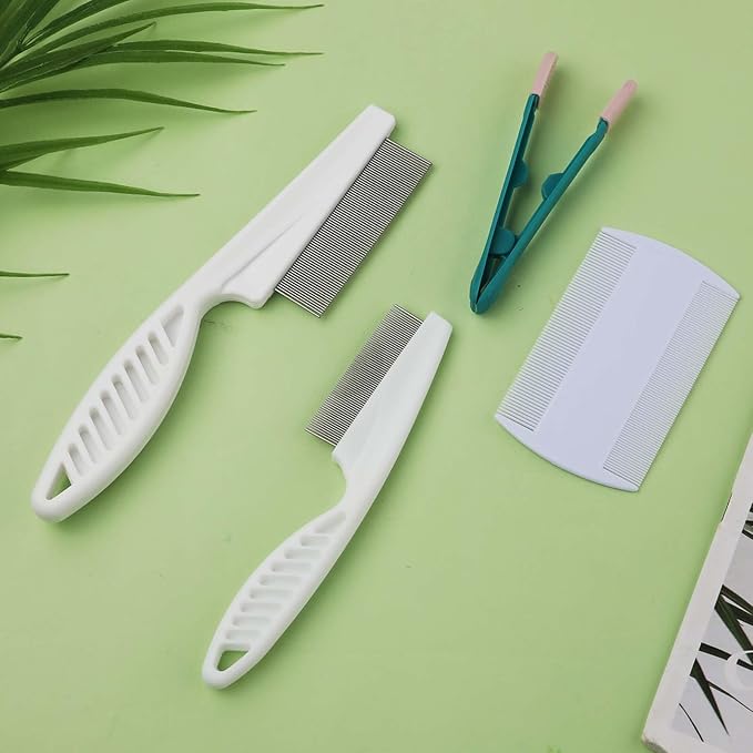 4pcs Pet Grooming Comb Kit, Magic Pet Comb Fine Tooth Pet Comb Multifunctional Flea Comb for Cats and Dogs Pet Hair Comb Tear Stain Removal for Pet Cleaning Shedding Hair & Fur
