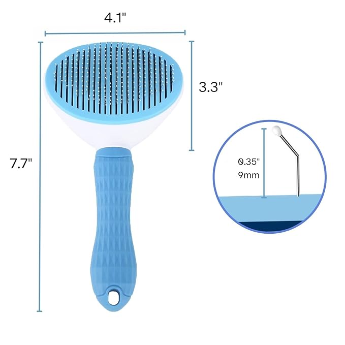 Self-Cleaning Grooming Brush for Cats and Dogs - Suitable for Long or Short Hair, Sensitive Skin Comb, Blue and White - [TaiQiang]