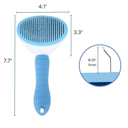 Self-Cleaning Grooming Brush for Cats and Dogs - Suitable for Long or Short Hair, Sensitive Skin Comb, Blue and White - [TaiQiang]