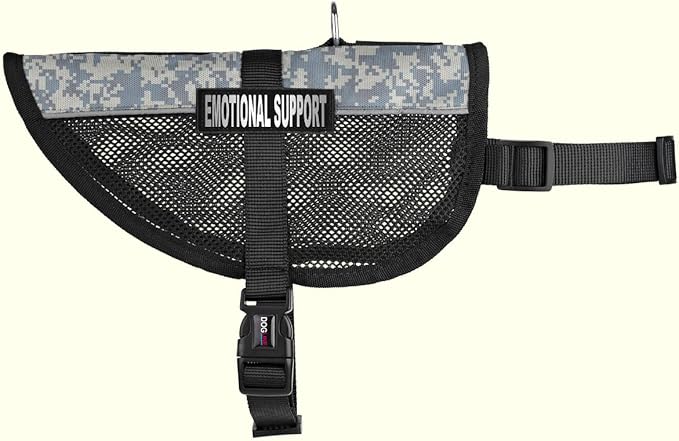 Dogline MaxAire Vest Emotional Support Removable Patch Adjustable Harness Reflective for Puppies Small Medium and Large Dogs 13 by 16 Inch Girth Urban Camo