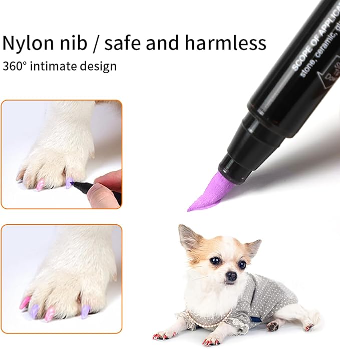 Dog Nail Polish Pen, 12 Colors Pet Nail Polish Set to DIY Beautiful Dog Nails Ideas Dog Nail Polish Pens Quick Dry Creative Dog Accessories Nail Polish Pens.