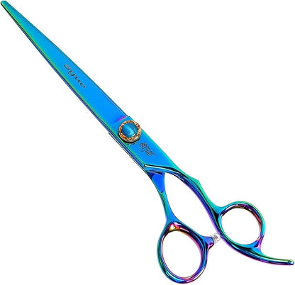 7.5'' Dog Straight Scissors for Grooming 440C Stainless Steel Green Professional Pet Trimming Scissors Sharp Blades Cutting for Dogs and Cats Shears