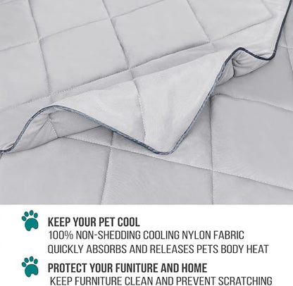 PetAmi Premium Cooling Dog Blanket | Lightweight Fluffy Pet Throw Blanket Bed Cover for Dogs, Cat, Puppies | Pet Blanket Furniture Protector Couch Sofa | Reversible Fuzzy Cozy | 90x90, Light Grey
