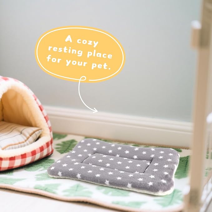 4-Pack Guinea Pig Bed, Washable Bunny Mat, Fleece Rabbit Bedding, Soft Flannel Small Animal Cage Liner, Blanket for Hamster Ferret - 14"x10"