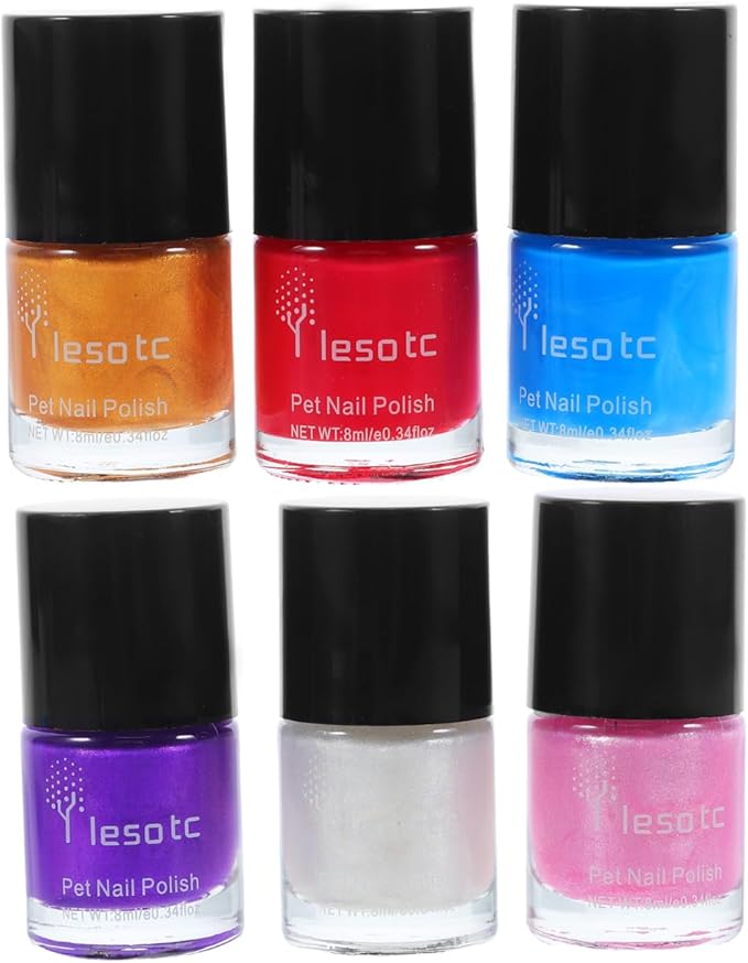 POPETPOP Dog Nail Polish Dog Toe Nail Polish : 6Pcs Gel Fingernail Polish Kit Pet Nail Polish Water Based Nail Polish for Dogs, Easy to Remove