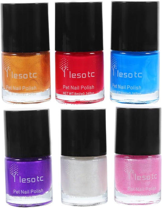 POPETPOP Dog Nail Polish Dog Toe Nail Polish : 6Pcs Gel Fingernail Polish Kit Pet Nail Polish Water Based Nail Polish for Dogs, Easy to Remove