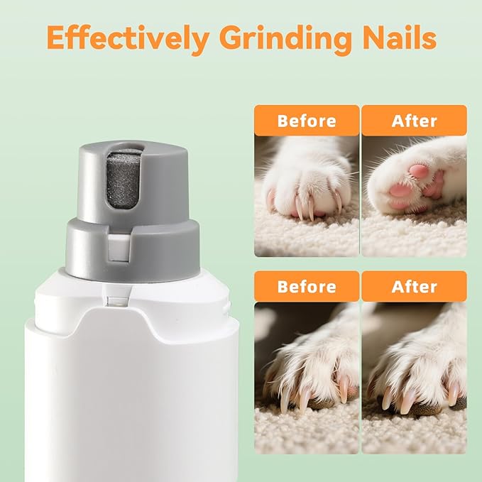 Dog Nail Grinder Powerful Rechargeable Electric Pet Nail Clippers Grooming & Smoothing for Large Medium Puppy and Cat, Dogs Nail File Cat Nail Trimmer-White