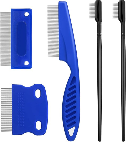 5 Pieces Dog Eye Combs Tear Stain Remover Combs Pet Grooming Comb for Small Dogs Gently Removing Eye Mucus and Crust (Blue, Black)