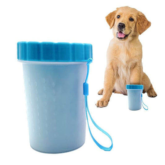 Dog Paw Cleaner l Keep Your Pet's Paws Clean and Fresh l Medium Size 9.5 x 9.5 x 11.5 cm l PP, Silicon and Polyester Materials l Easy and Effective Paw Cleaning Solution l Blue
