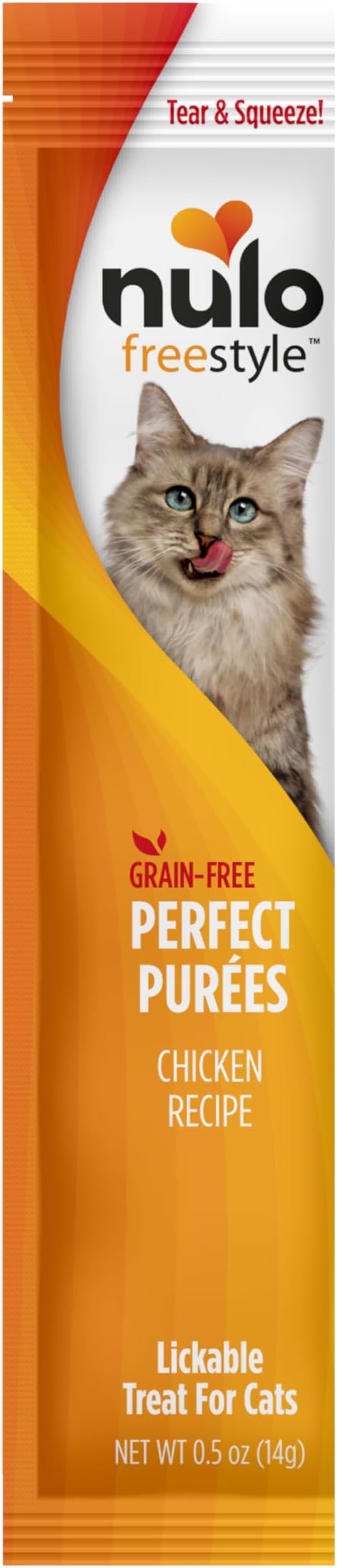Nulo Freestyle Grain-Free Perfect Purees Premium Wet Cat Treats, Squeezable Meal Topper for Felines, High Moisture Content to Support Cat Hydration, 48 x 0.5 Oz, Chicken
