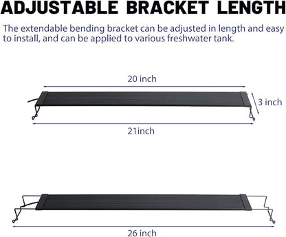WaterRebirth Wireless Remote Full Spectrum Aquarium LED Light Strip - Ultra-Thin Design with Timer & RGB Modes for Fish Tank Plants (20-26INCH)