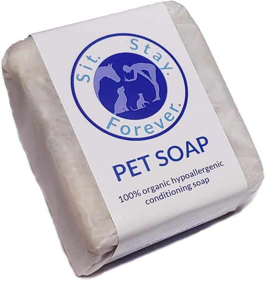 Vegan Organic Pet Soap/Bar Shampoo Big 7 oz bar, Hypoallergenic, Organic Oatmeal, Olive & Coconut Oils, Shea Butter, Vitamin E and Neroli Essential Oil.