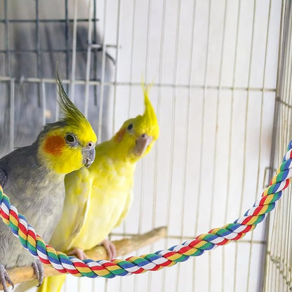 Bird Rope Perch, Colorful Parrot Cotton Rope Bird Perch Stand Climbing Toys Pet Parrot Chewing Toy for Parrots Cockatiels Parakeets Budgie Cages