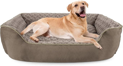 JOEJOY Rectangle Dog Bed for Large Medium Small Dogs - Washable Orthopedic Sofa Bed, Soft Breathable Puppy & Pet Cuddler, Durable Calming Dog Bed with Anti-Slip Bottom, Multiple Sizes, Dark Brown