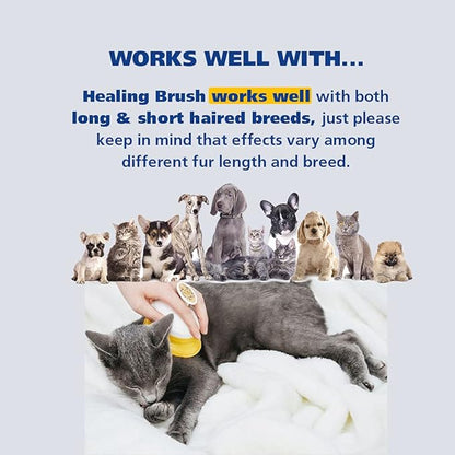 Cat Dog Brush - Pet Grooming Self Cleaning Deshedding Brush, Only Remove Loose Fur While Massaging - Anxiety Calming