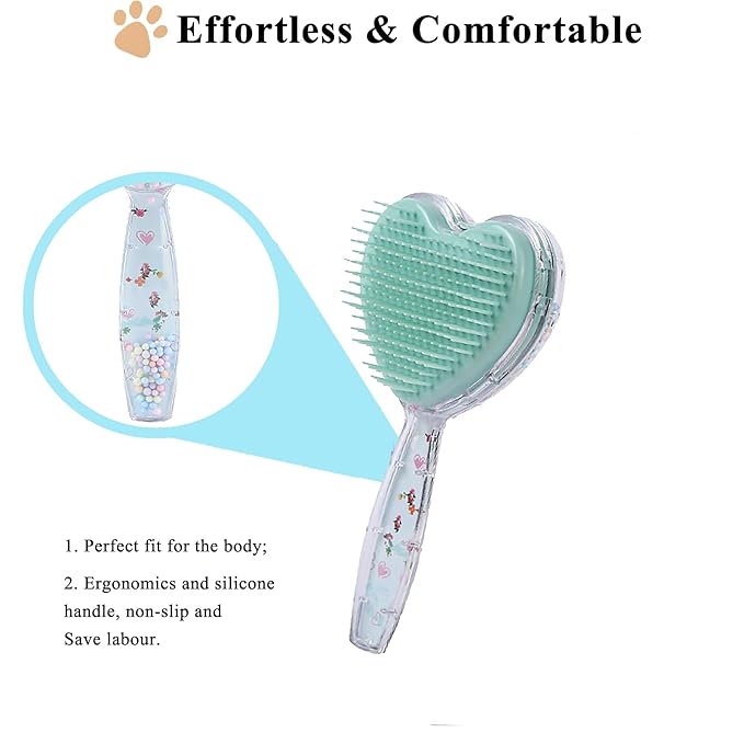 Small Dog Brush, Soft Dog Grooming Brush for Shih Tzus, Yorkies, Maltipoos, Maltese, Love Shape Puppy Massaging Pet Hair Brush, Cat Brush, for Small Dogs Cats of All Hair Types(Sky Blue)