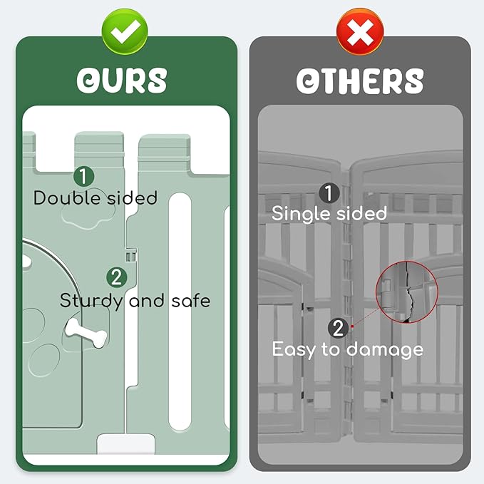 Dog Playpen with Door, 6-Panel 24" Indoor Cat Puppy Playpen, Strong Plastic Small Pet Safety Fence Dog Pen, Non-Slip and Secure Pet Gate, Green