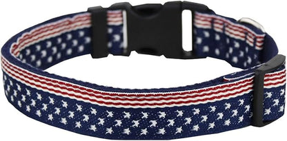 American Flag Dog Collars Adjustable Basic Dog Collar Soft Comfortable Pet Collar (S)