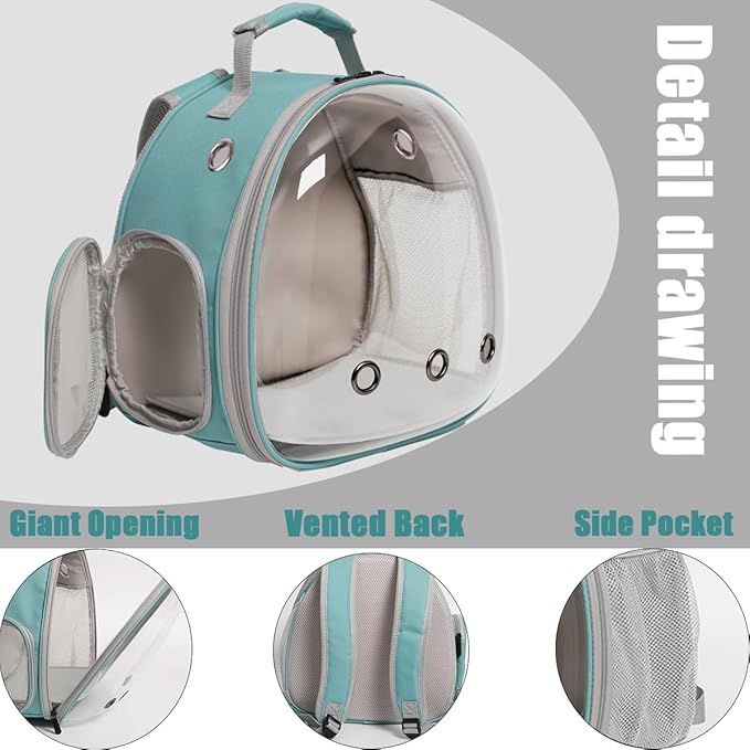 Guinea Pig Backpack Carrier, Bearded Dragon Carrier Backpack with Clear Bubble Window,Small Animal Travel Backpack for Hedgehog Ratï¼_hameleon,Rabbit,Sugar Glider,Airline Approved (Green, Backpack)
