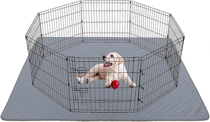 PJYuCien Dog Playpen & Pee Pad - 8-Panels 24" H Metal Foldable Dog Exercise Playpen with 72" x 72" Extra Large Non-Slip Washable Dog Pee Pad, Indoor Outdoor for Small Medium Pets