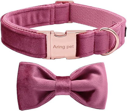ARING PET Bowtie Dog Collar-Velvet Dog Collars with Removable Bowtie, Cute & Comfortable Dog Collar.