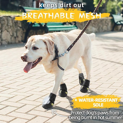 Hcpet Dog Shoes, Dog Boots for Large Dogs, Waterproof Dog Booties Paw Protector for Summer Hot Pavement, Winter Snowy Day, Outdoor Walking, Indoor Hardfloors Anti Slip Sole Black Size 7