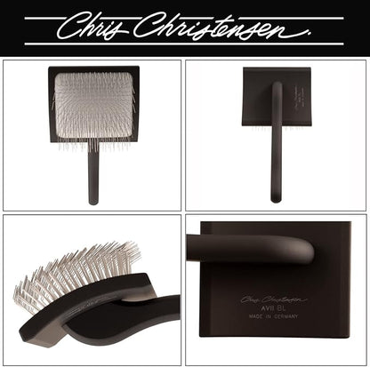 Chris Christensen Groomers Bundle - 000 7.5 in. Greyhound Style Fine/Coarse Buttercomb, Stainless Steel - Big K Slicker Dog Brush Large, Perfect for Doodles, Angled Polished Pins