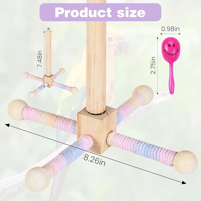 Wooden Perches for Bird Cages -360° Rotating Interactive Bird Perches for Cage，Suitable for Small and Medium-Sized Birds，Conure Budgies Cockatiels Lovebird Mynah Finches