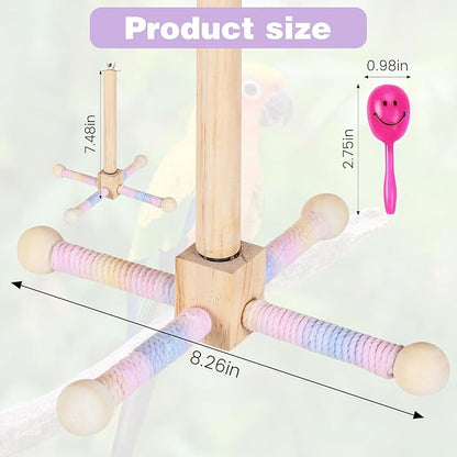 Wooden Perches for Bird Cages -360° Rotating Interactive Bird Perches for Cage，Suitable for Small and Medium-Sized Birds，Conure Budgies Cockatiels Lovebird Mynah Finches