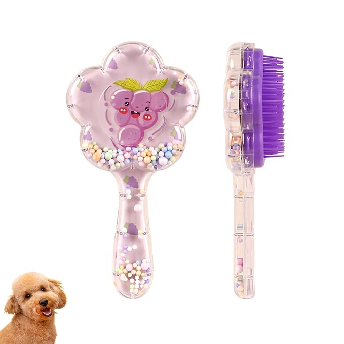 Soft Dog Brush for Small Dogs | Gentle Puppy Brush for Yorkies, Shih Tzus, Maltipoos & Maltese | Pet Hair Removal Brush with Soft Bristles | Dog Brush for Shedding (Purple Grapes)