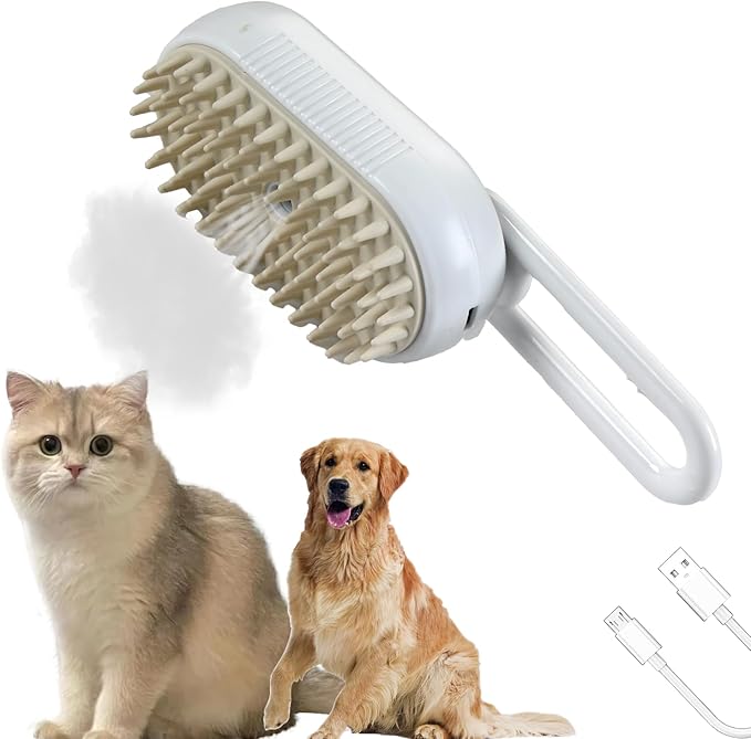 Dog Steamy Brush - Pet Hair Removal Brush for Dogs, Cats, Horses, Rabbits & Other Animals
