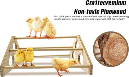 Chick Perch Chicken Coop Toys and Accessories,Chick Roosting Bar,Brooder for Baby Chicks,Strong Wooden Bird Perch. (Style 1, 14.4" x 10.7" x 6.7)