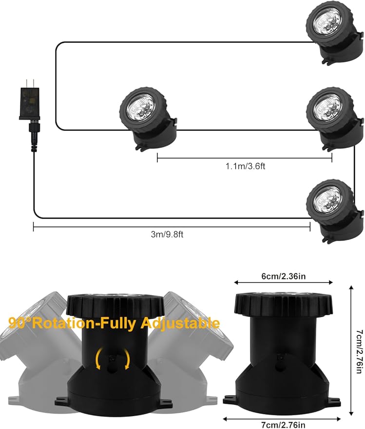 RGB Underwater Pond Lights, Super Bright LED Submersible Fountain Lights Colored Landscape Spotlights, Bluetooth APP Control IP68 Waterproof for Fish Aquarium Tank Garden Yard Pool (Set of 4)