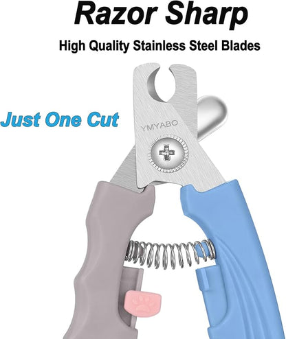 Pet Nail Clipper,Dog Nail Trimmers Safety Guard to Aviod Over Cutting,Puppy Cat Claw Trimmer,with Free Dog Comb Nail File, Sharp Grooming Clipper, Great for Thick Toenail, Blue
