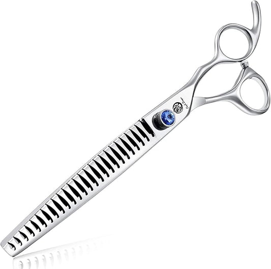 8.0 inch Professional Pet Grooming Scissors - Dog Chunker Shears - Adult Animal Thinning Hair Shears for Pet Groomer or Family DIY (Silver)