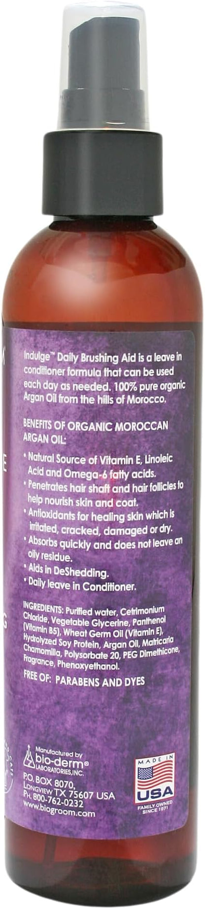 Bio-groom Indulge Argan Oil Dog Conditioner  No-Rinse, Deshedding Dog Bathing Supplies, Puppy Wash, Dog Grooming Supplies for Sensitive Skin, Cruelty-Free, Made in USA, Dog Spray  12 fl oz 1-Pack