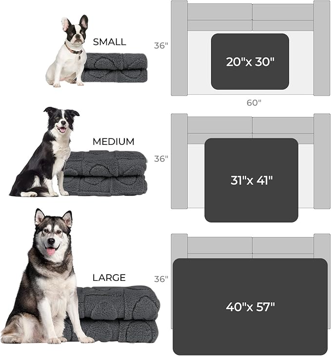 Luciphia Small Dog Blanket Washable Pet Bed Cover Soft Fluffy Puppy Blanket with Premium Fleece Cozy Calming Cat Blankets for Indoor Cats Grey 57x40 inch