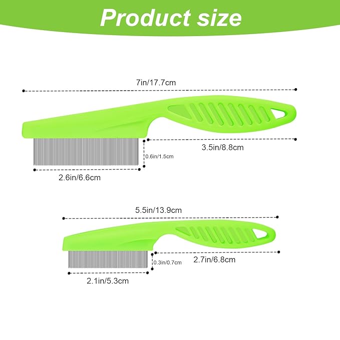 2 in 1 Multifunctional Pet Grooming Comb - Flea and Tear Stain Removal for Dogs and Cats, Dehairing for Face and Paws (Green)