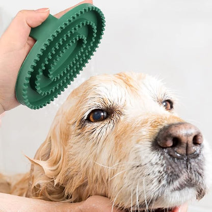4 Pack Dog Grooming Brush Bath Washing Massage Brush with Handle Pet Shower & Bath Tools for Short & Long Haired Dogs and Cats