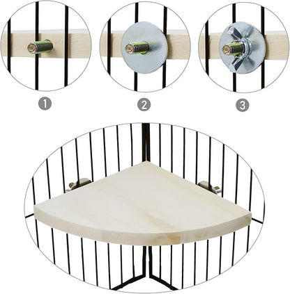 Wontee Bird Perch Stand 2 Pack Wooden Platform Corner Ledge for Budgies Cockatiels Conures African Greys Rats Gerbils Chinchillas Squirrels (S (5.1"x5.1")