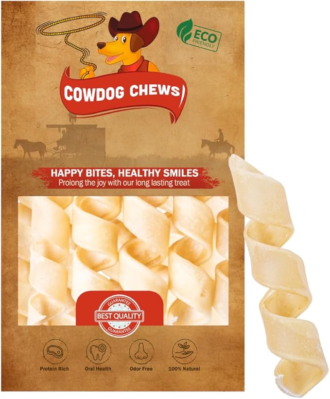 Natural Large Collagen Springs Dog Treats 5-7" (10 Pack)- Long-Lasting Alternative to Rawhide & Bully Sticks,Great for Teething and Aggressive chewers.