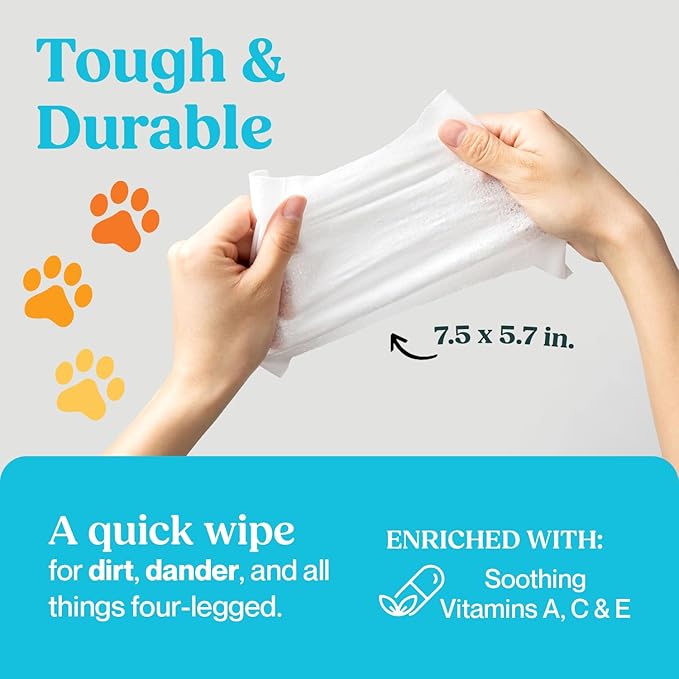 Bulk 4-Pack Travel Dog & Cat Pet Wipes for Small/Medium Pets Cleans Pet Paws Ears Fur Butt & Anal Gland No-Rinse Solution Gentle Deodorizing & Hypoallergenic - Unscented 120 ct