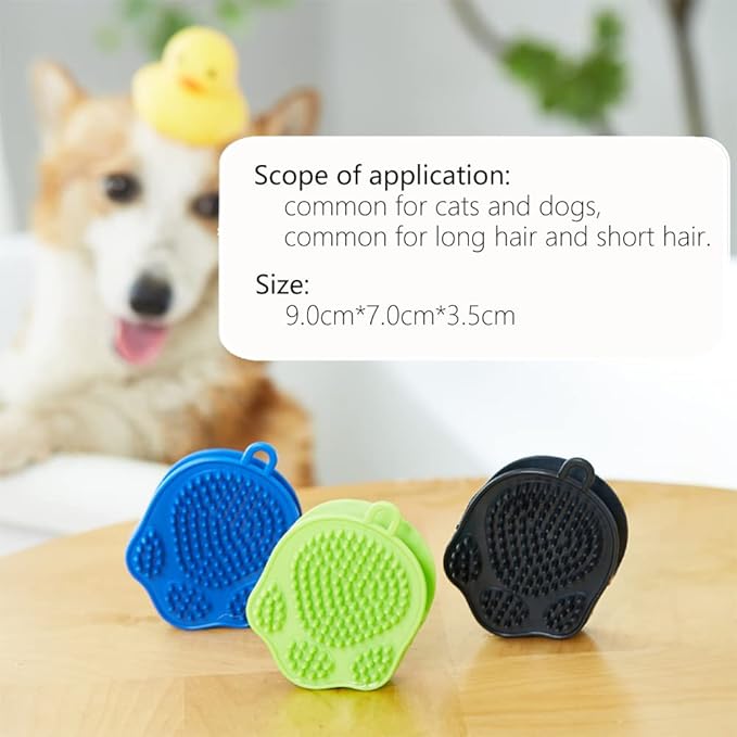 Double Sided Green Pet Bath Comb Brush Soothing Massage Rubber Comb for Long Short Haired Dogs and Cats