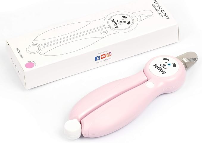 Newest Dog Nail Clippers with LED Guide Light, Professional Claw Care Pet Nail Clipper & Trimmer with Nail File, Razor Sharp Blades, Home Grooming Tool Kit for Animals (Pink)