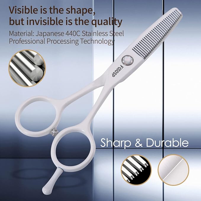 5 in Thinning Shears for Dogs Grooming Face for Small Dogs Eyes Face Paw Professional Small Cat Grooming Scissors(5" Blender,White)