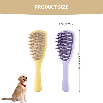 2 PCS Dog Bathing Brush Premium Dog Washing Brush Pet Bath Brush Pet Silicone Shampoo Brush with Handle for Long & Short Hair Pets Dogs Cats,Bathing, Massaging, Hair Removal