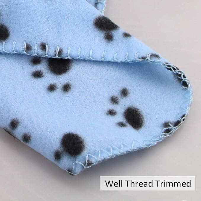 Comsmart Dog Blankets for Small Dogs, 6 Pack Puppy Blanket Cute Paw Print Pet Blanket for Dog, Puppy, Cat, Kitten, 39x31 inches, Blue