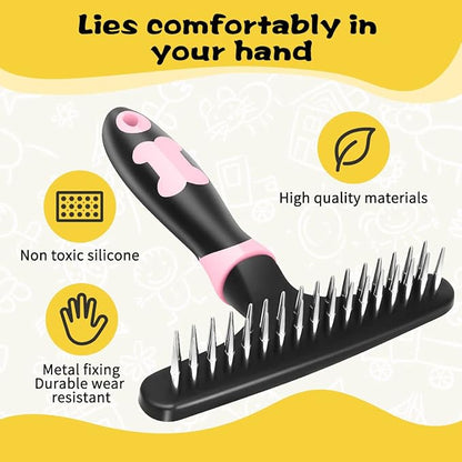 Pet Hair Remover, Portable Dog Cat Hair Remover Lint for Hairball, Fuzz, Carpet Restoration, Carpet Rake, Carpet Groomer Rake, Shag Rug Rake, Hair Cleaner Suitable for Rug and Carpet (Bone Pink)
